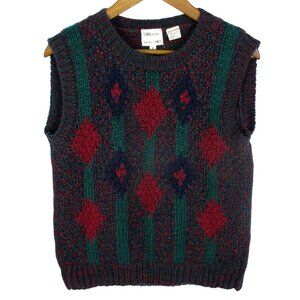 Vintage SML Sport Hand Knit Size M Cottagecore Pullover Sweater Vest 80's